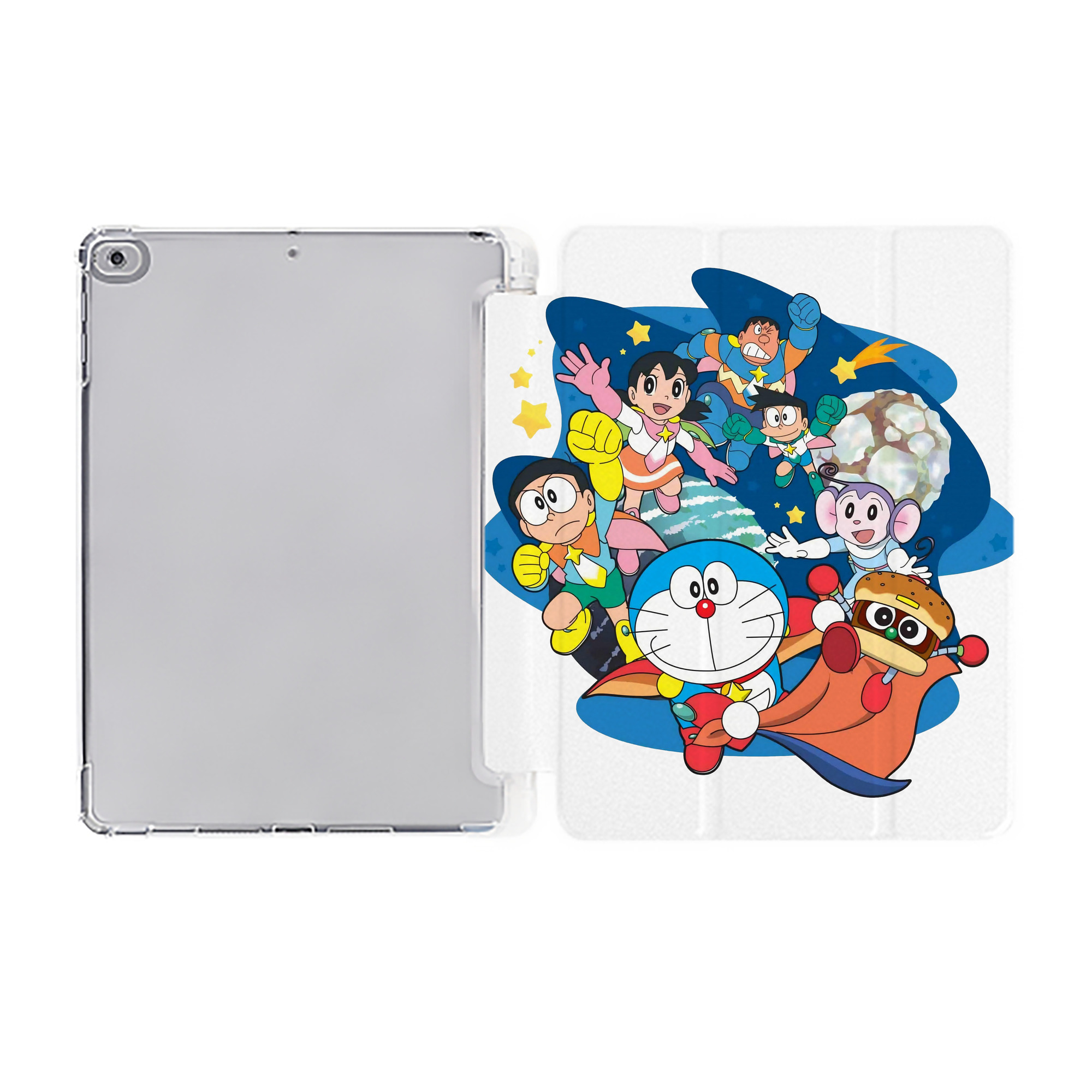 （画像用） ドラえもん Doraemon IPad ケース ペン収納付き 三つ折りスタンド PUレザー×シリコン 対応機種9.5/10.5/10.9インチ